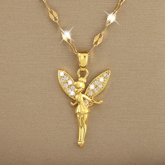 Angel Pendant Titanium Steel Necklace